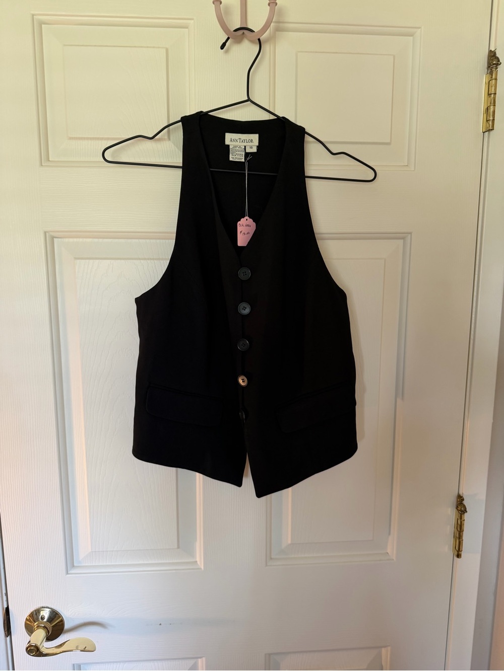 Ann Taylor Black Button-Front Vest
